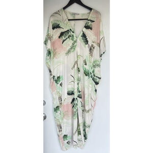 Lenny Niemeyer Tropical Palm Leaf Print Kaftan Maxi Dress Resort Size Medium